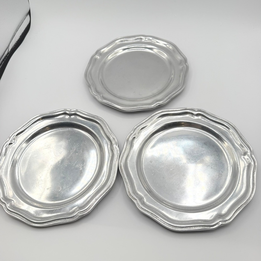 Wilton Columbia PA USA RWP Scalloped Bread Butter Plates Set of 3 Silver